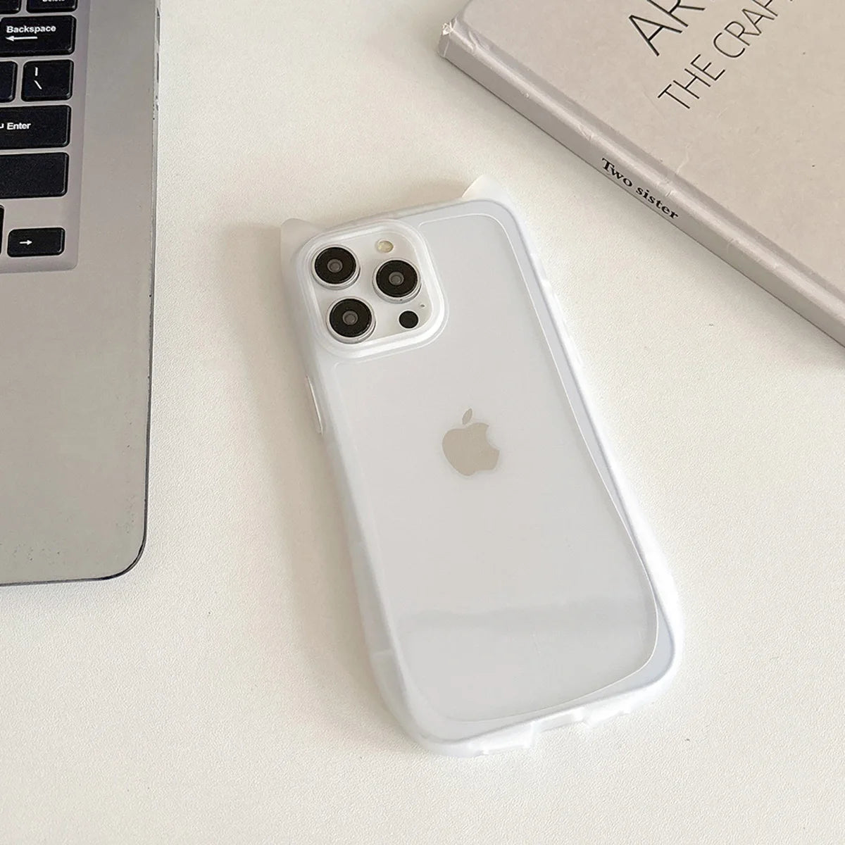 Cute Cat Ear Transparent Phone Case For iPhone 11 15 16 Pro Max 13 14 Plus 12 16promax  Shockproof Silicone Matte Funda Cover