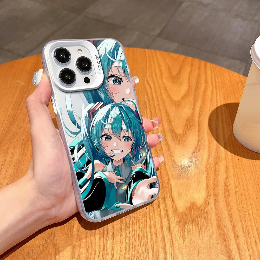 Kawaii Hatsune Miku Phone Case For iPhone 16 13 14 15 Pro Max Plus Anime Cute Creative Protective Cover