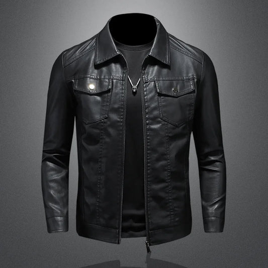 Lapel Leather Jacket
