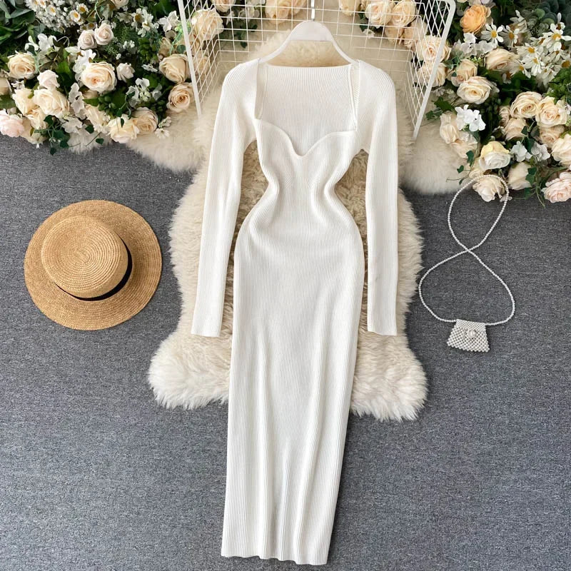 Ribbed Knitted Bodycon Dress