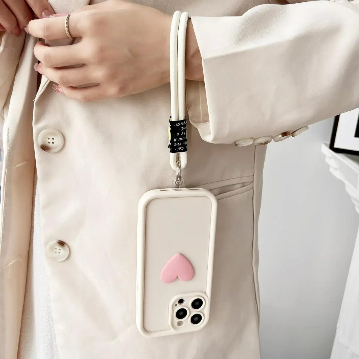 3D Love Heart Wrist Chain Phone Case For Huawei Honor X9c Case Funda On HonorX9c X9 C Magic 7 Lite 7E X60 Plus + With Lanyard