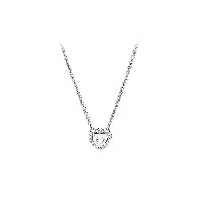 Colorful Heart Shaped Pendants Necklace Original 925 Sterling Silver