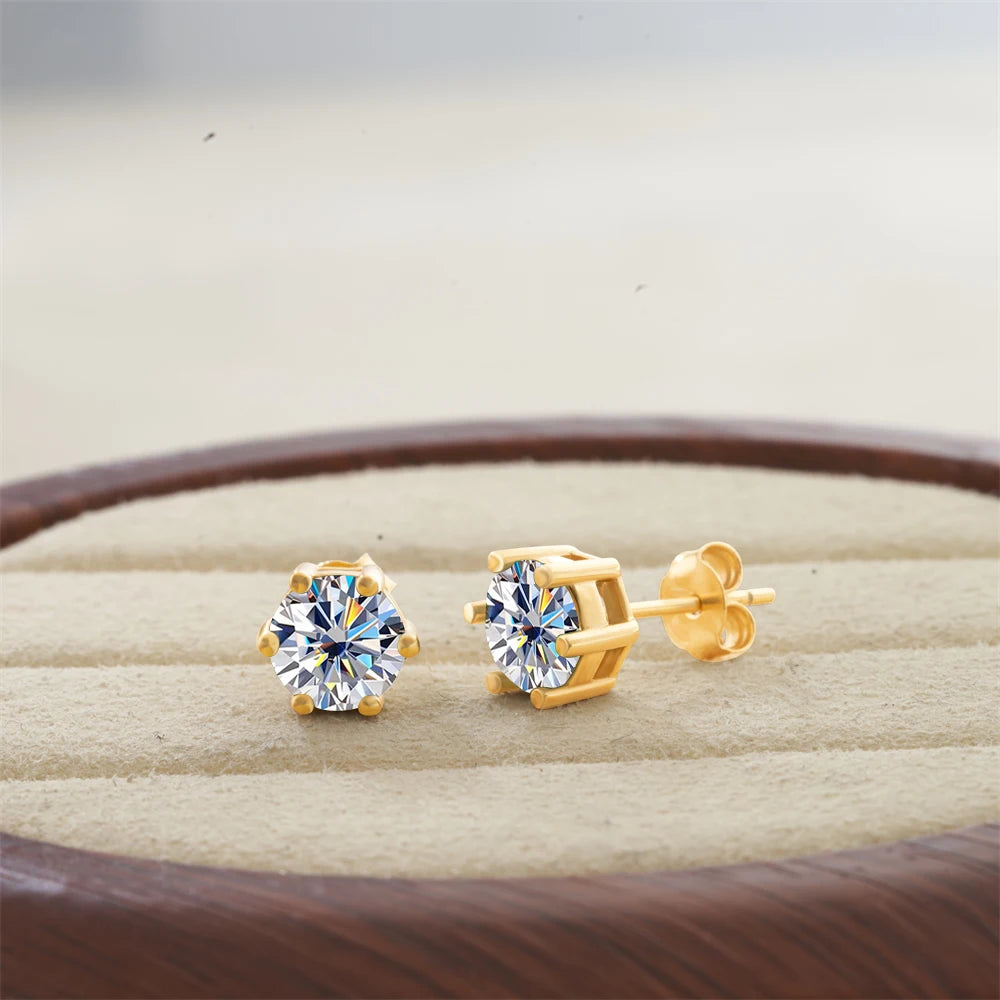 Brilliant Round Cut Lab Moissanite Dia Stud Earrings 925 Sterling Silver Plated