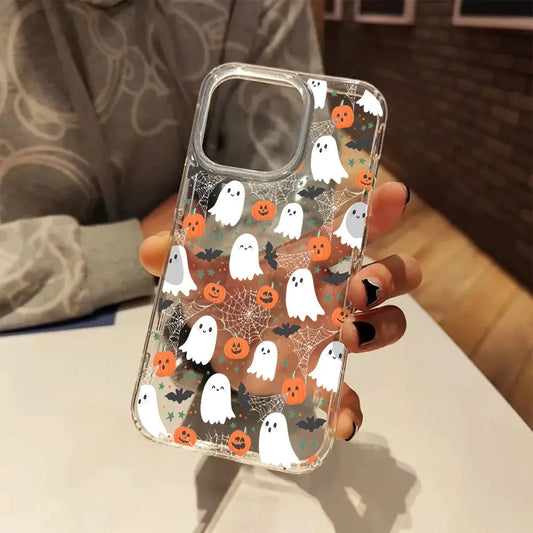 Spooky Pumpkin Transparent Phone Case Cover for iPhone 17 11 12 13 14 15 16 Pro Max 7 8 Plus XS Max X XS XR Cute Halloween Cases