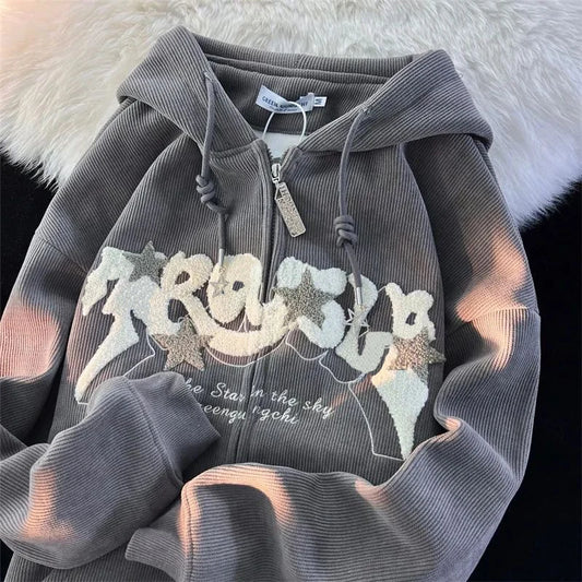 Embroidery Zip Hoodie