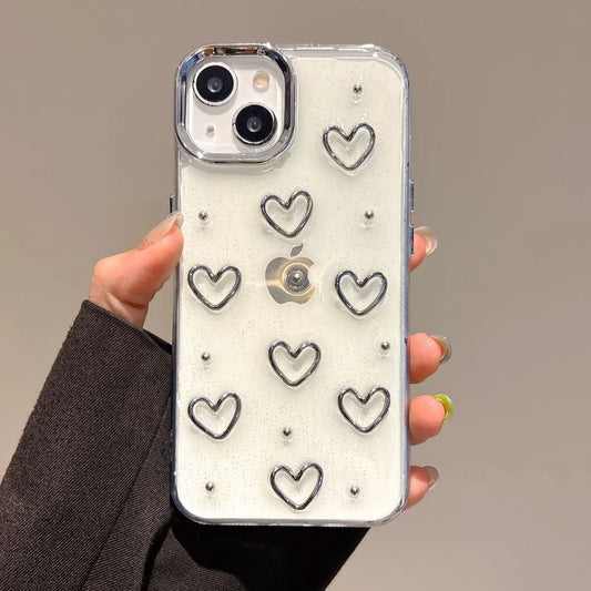 Luxury Bling Glitter Love Heart Phone Case For iPhone 16 15 14 13 12 11 Pro Max Plus Clear Soft Shockproof Bumper Cover