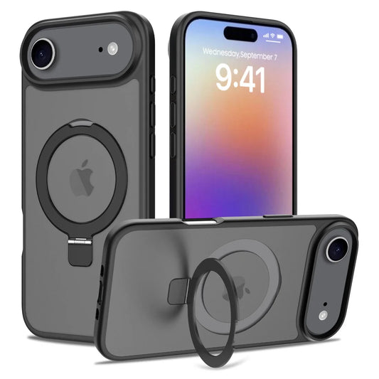 For iPhone 17 Air 2025 Phone Cover built-in kickStand, Compatible With MagSafe Shockproof Slim Translucent Matte Phone Case