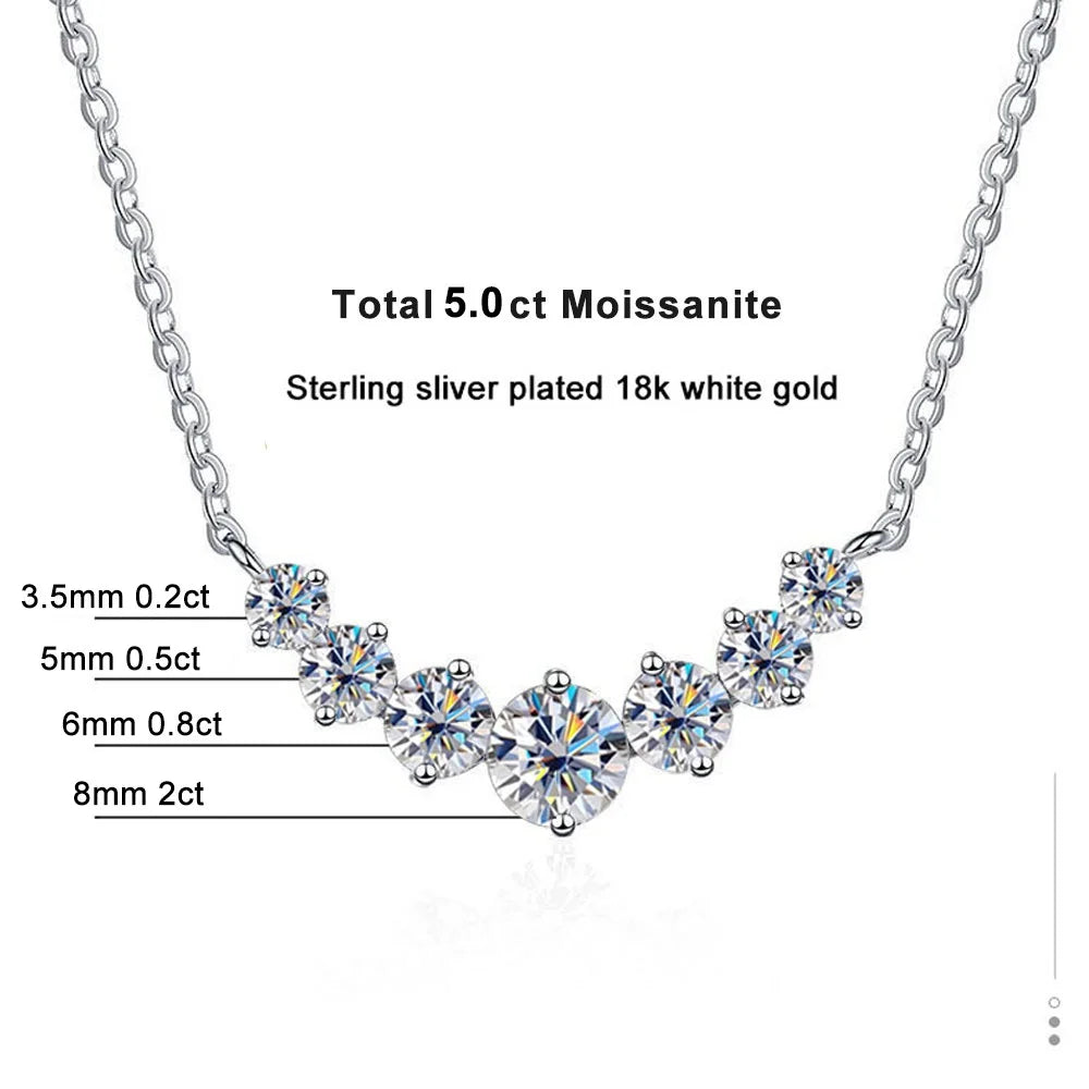 Moissanite Necklace 925 Sterling Sliver Plated 18k White Gold Necklace