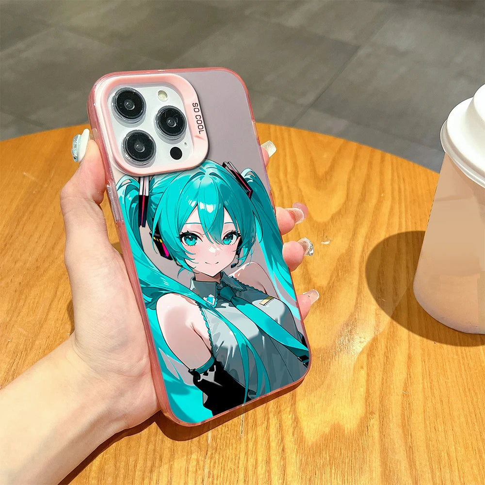 Kawaii Hatsune Miku Phone Case For iPhone 16 13 14 15 Pro Max Plus Anime Cute Creative Protective Cover