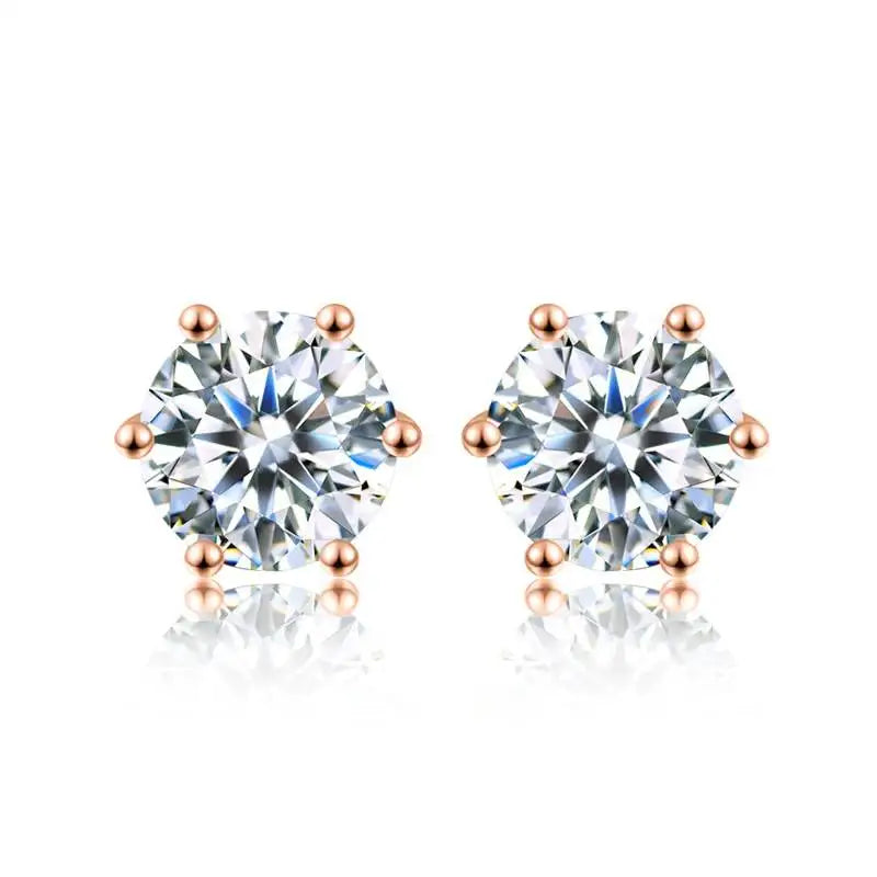 Brilliant Round Cut Lab Moissanite Dia Stud Earrings 925 Sterling Silver Plated
