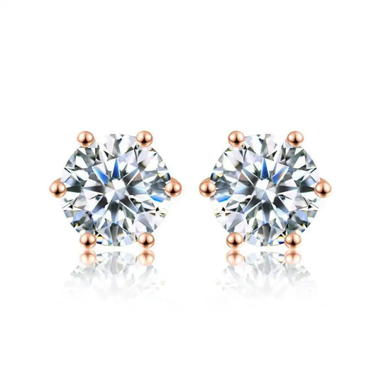 Brilliant Round Cut Lab Moissanite Dia Stud Earrings 925 Sterling Silver Plated