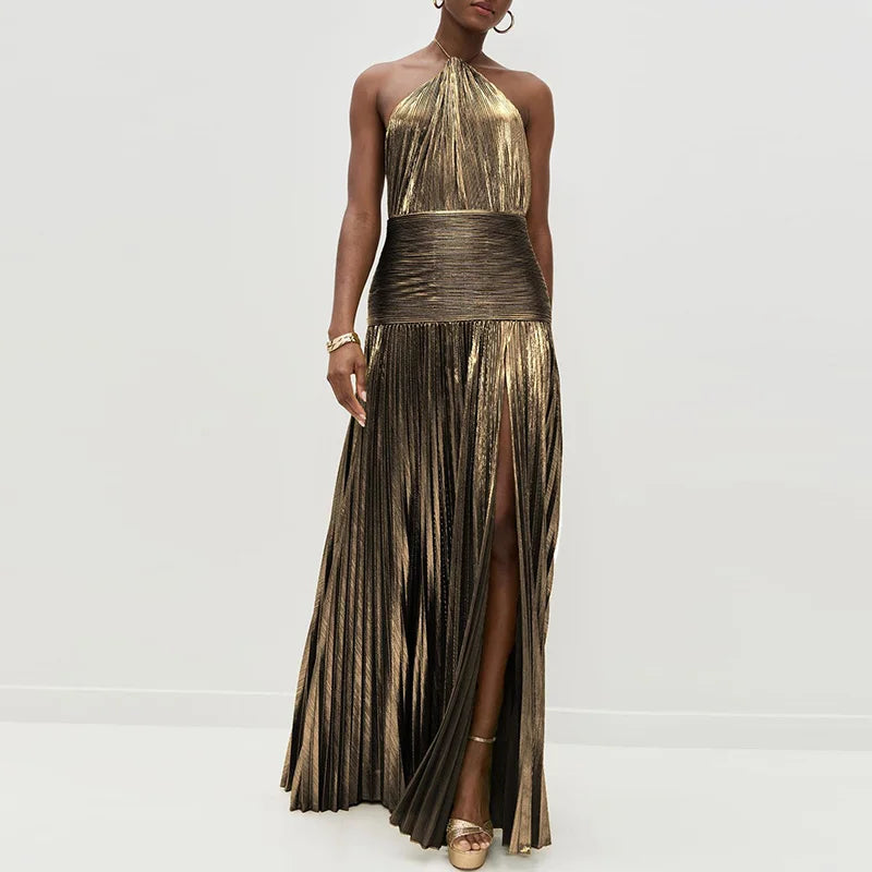 Gold Halter Dress