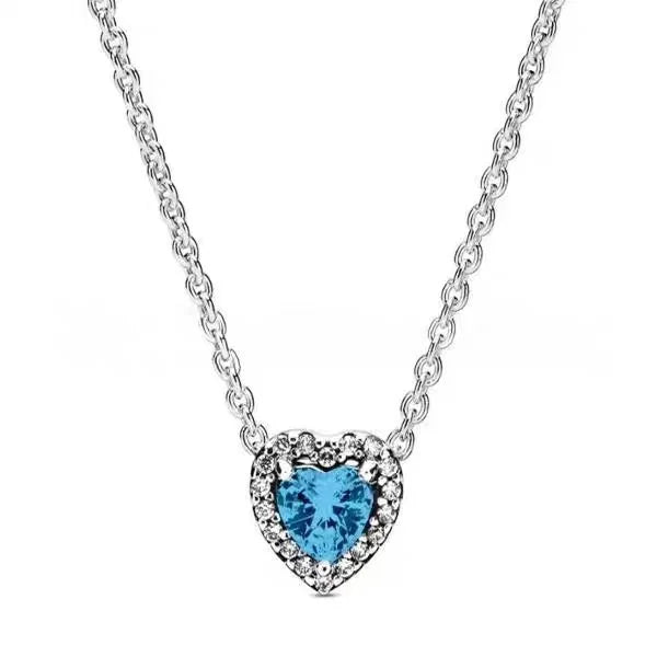 Colorful Heart Shaped Pendants Necklace Original 925 Sterling Silver