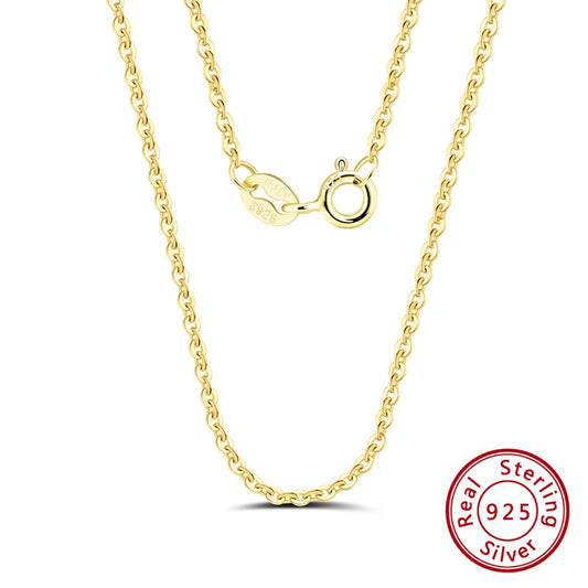 14K Gold Genuine 925 Sterling Silver 1.0mm Chain Necklace