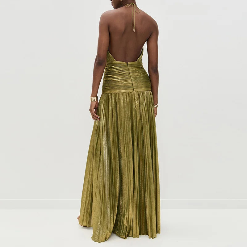 Gold Halter Dress