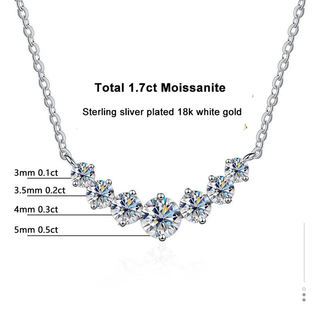 Moissanite Necklace 925 Sterling Sliver Plated 18k White Gold Necklace