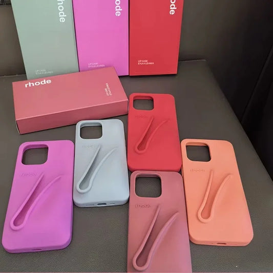 New RHODE Phone Case For iPhone 13 14 15 16 Pro Max Plus 17 Air Lip Gloss Soft Silicone Case With Lip Glaze Lipstick Box