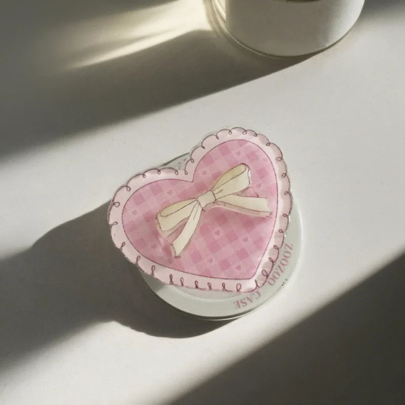 Magnetic Heart Arc Phone Grip Stand for IPhone 15 16 17  Magsafe Wireless Charging Case Holder Korean Cute Design