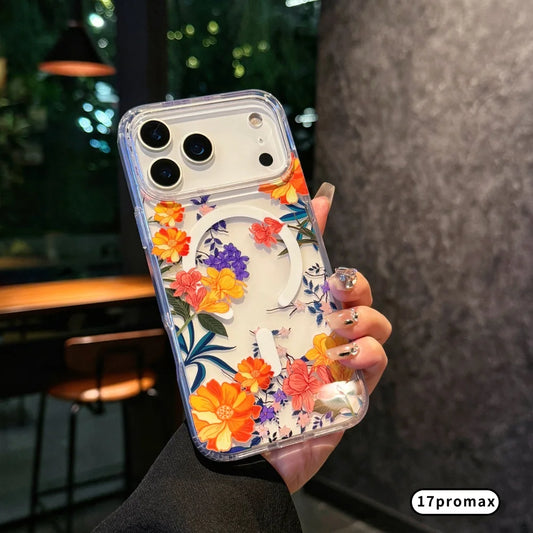 Watercolor Transparent Flowers Element Design Magnetic Phone Case，For iphone 17 17Pro max 17Air Colorful Daisy case