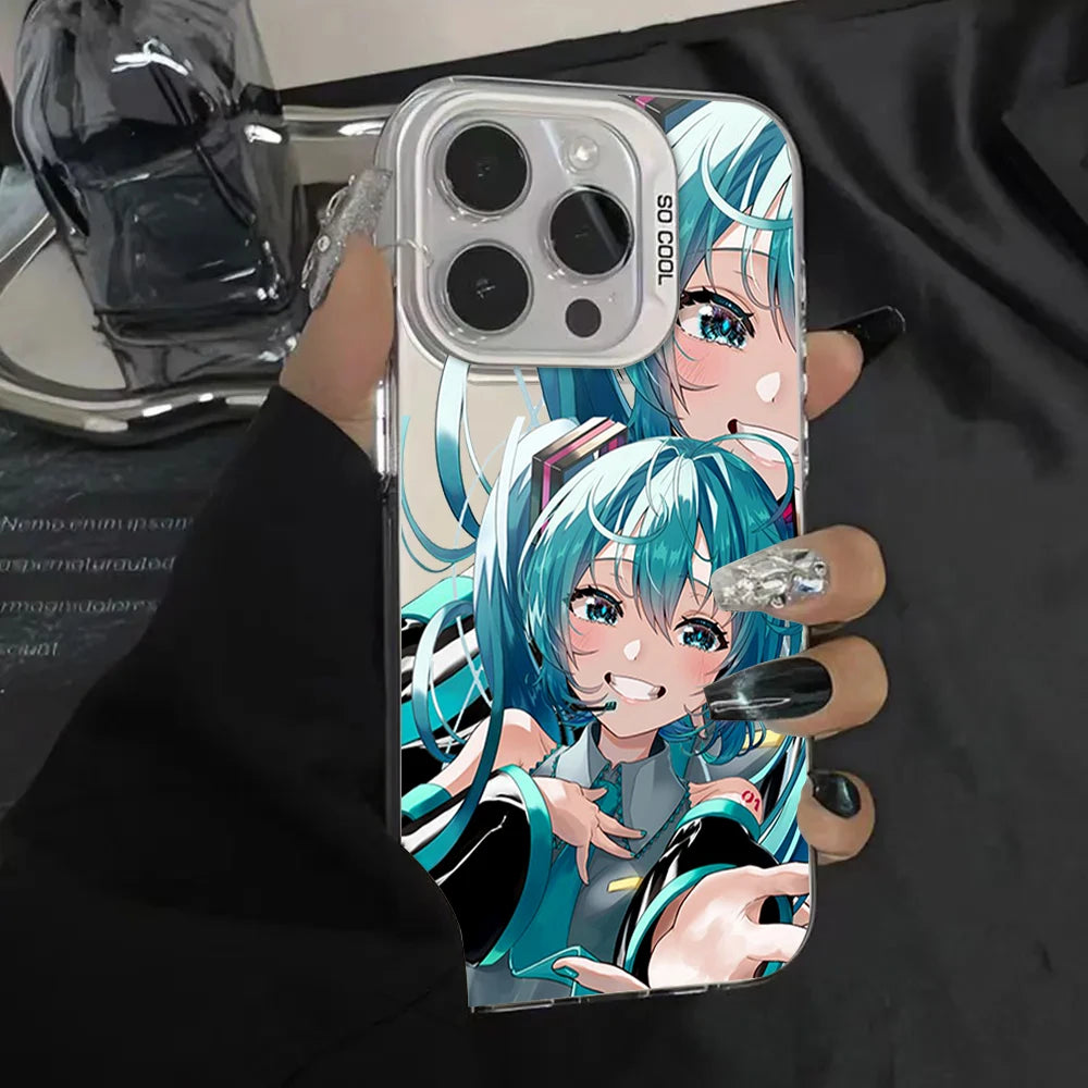 Kawaii Hatsune Miku Phone Case For iPhone 16 13 14 15 Pro Max Plus Anime Cute Creative Protective Cover