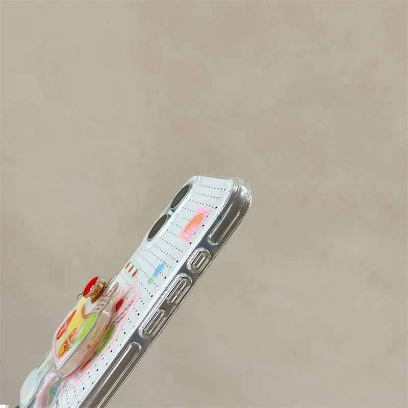 Cute Dessert Ice Cream Stand Holder Phone Case For iPhone 16 Pro 15 14 13 Pro Max Back Cover Shockproof Case Lovley Cases 15Pro
