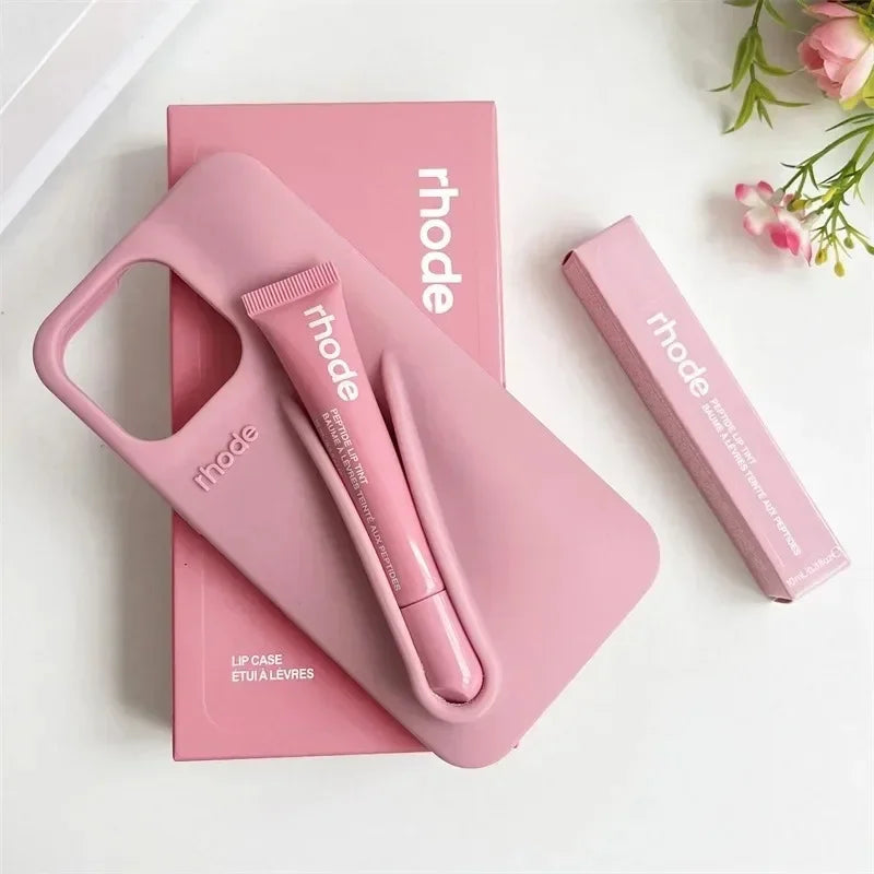 New RHODE Phone Case For iPhone 13 14 15 16 Pro Max Plus 17 Air Lip Gloss Soft Silicone Case With Lip Glaze Lipstick Box