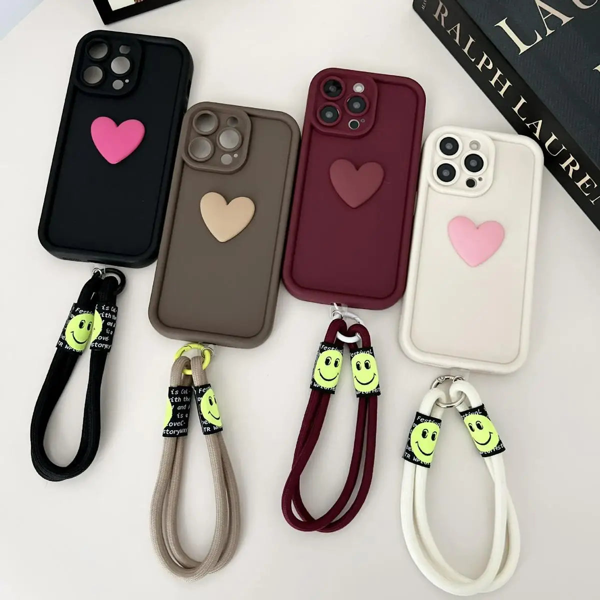 3D Love Heart Wrist Chain Phone Case For Huawei Honor X9c Case Funda On HonorX9c X9 C Magic 7 Lite 7E X60 Plus + With Lanyard