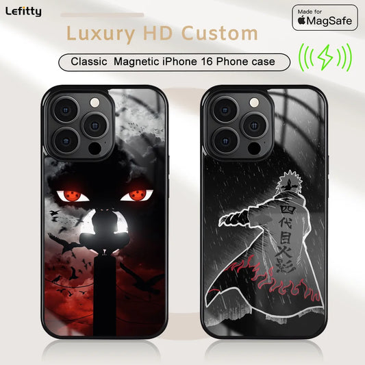 M-Minato N-Namikaze Anime Phone Case For iPhone 16 15 14 Pro Max Plus Mini Magnetic Magsafe Wireless Charging Cover