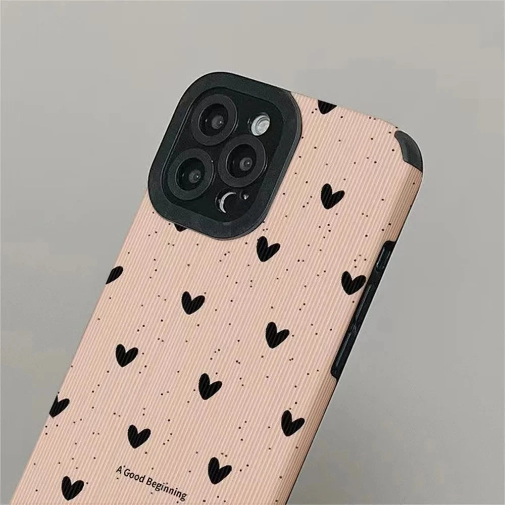Fashion Little Love Heart Phone Case For iPhone 14 13 15 Pro Max 8 7 Plus X XS XR 11 12 Mini SE Soft Silicone Leather Full Cover