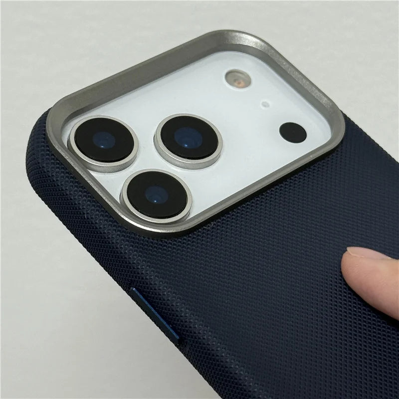 Luxury Tech Woven PU Leather Magsafe Case for iPhone 17Pro 16 15Pro 17Pro Max Solid Color Wireless Charging Protective Cover