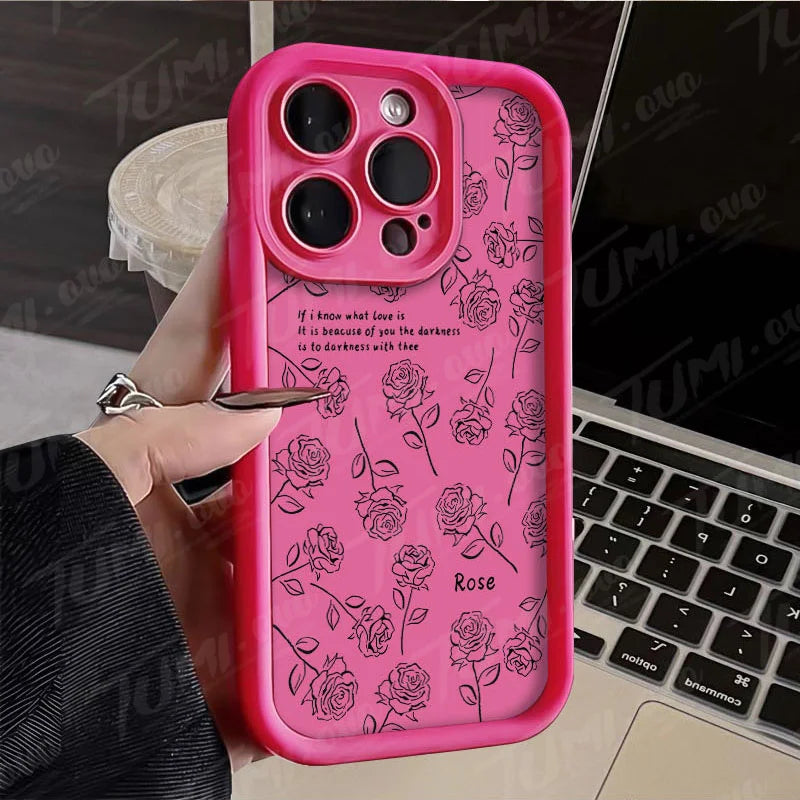 Rose Flower Bowknot Silicone Phone Case for Xiaomi Redmi Note 13 12 Pro Plus 12S 12C 13C Matte Back Cover