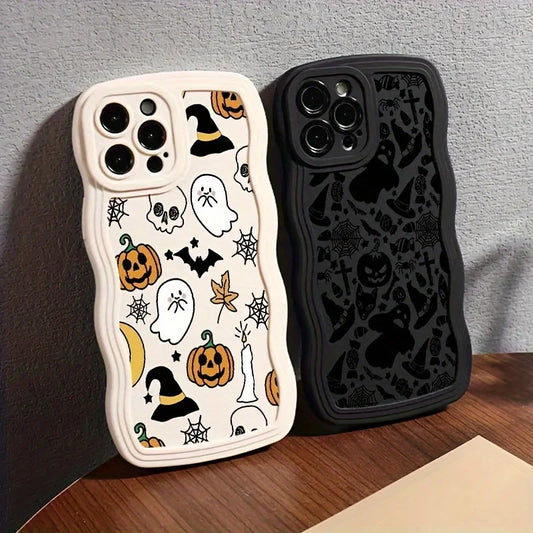 2-piece set of exquisite Halloween phone cases, suitable for iPhone 11, 12, 13, 14, 15, 16, 17 Pro Max plus, soft all-inclusive