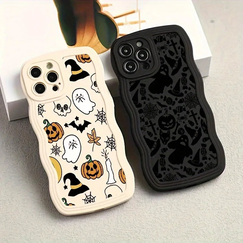 2-piece set of exquisite Halloween phone cases, suitable for iPhone 11, 12, 13, 14, 15, 16, 17 Pro Max plus, soft all-inclusive