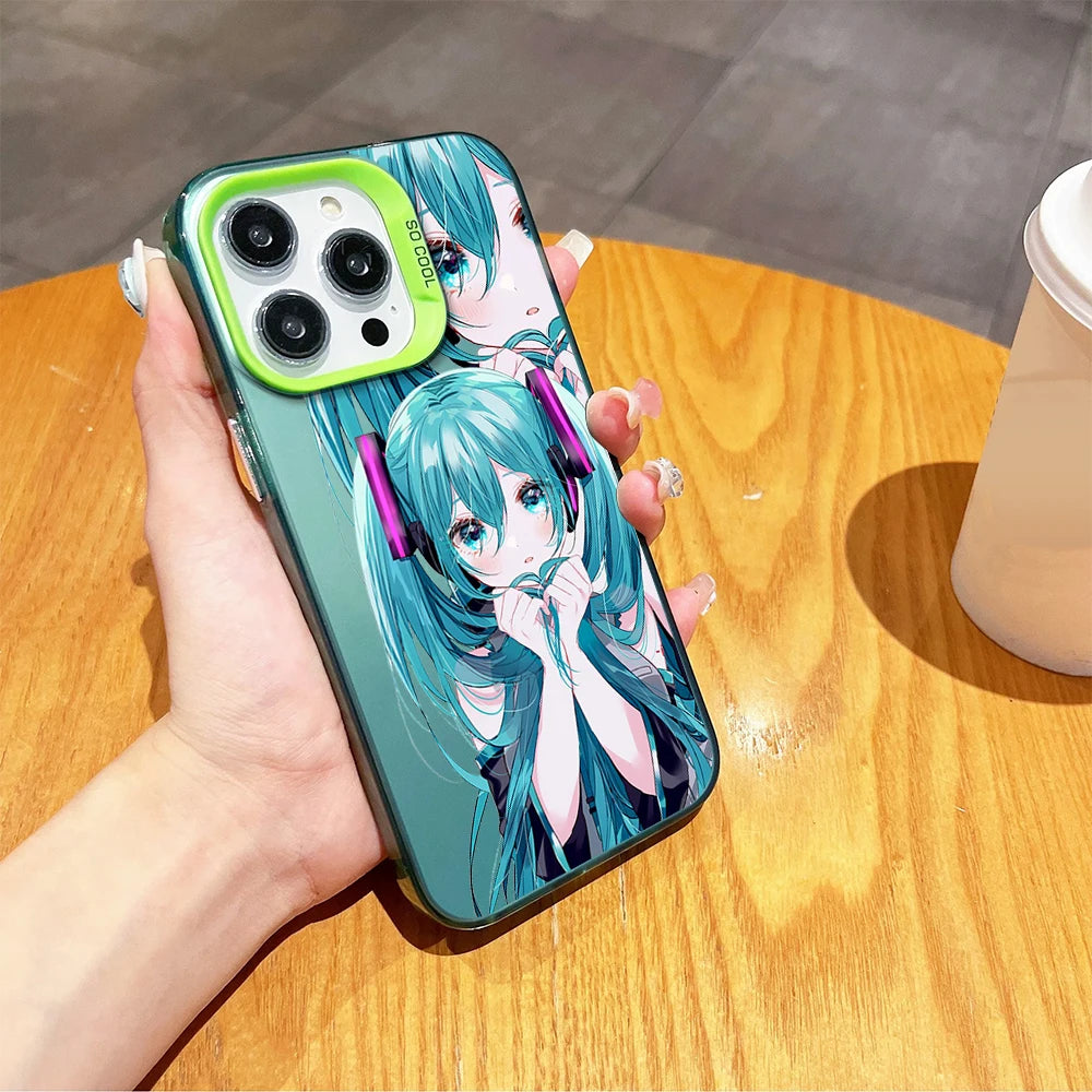 Kawaii Hatsune Miku Phone Case For iPhone 16 13 14 15 Pro Max Plus Anime Cute Creative Protective Cover