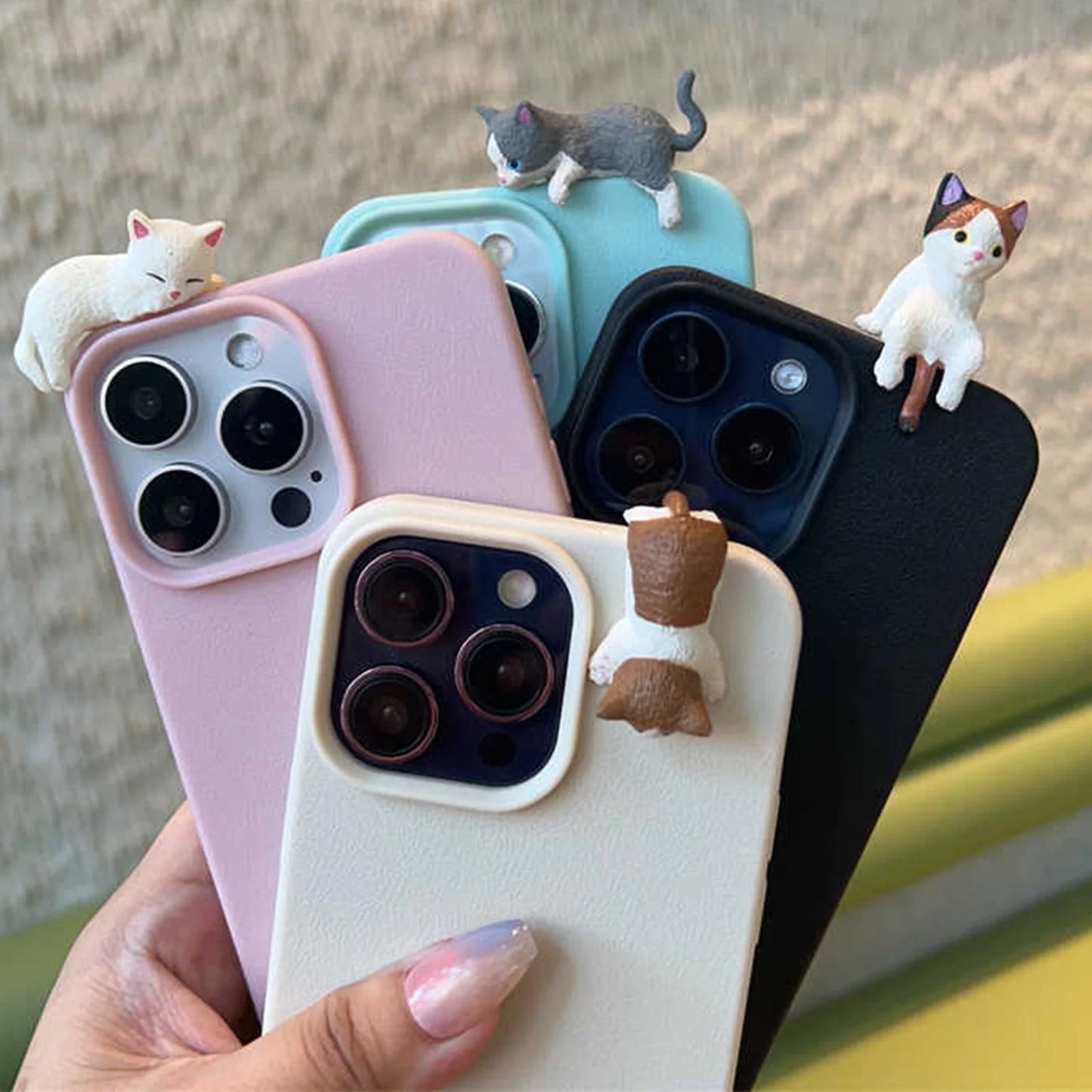 Cute And Adorable 3D Sleeping Cat And Dog Phone Case  for iPhone 11 12 13 14 15 16 17 Pro Max + Plus Unique Anti-Fall Back Cover