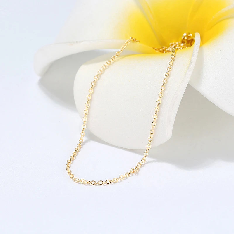 14K Gold Genuine 925 Sterling Silver 1.0mm Chain Necklace