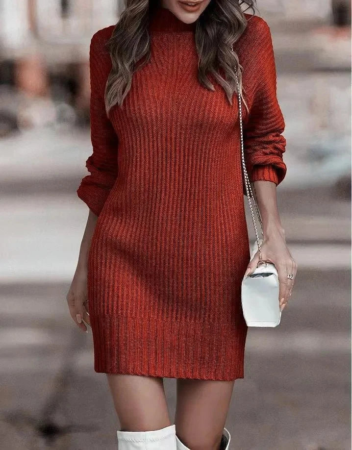 High Neck Sweater Dress