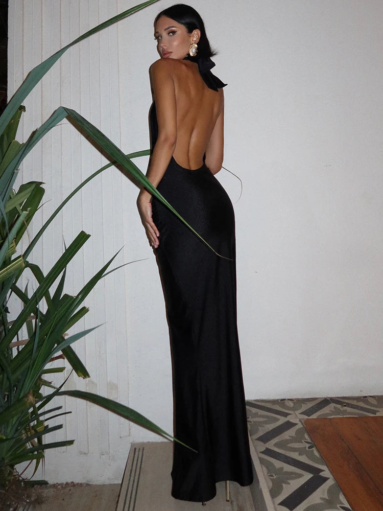 Halter V-Neck Dress