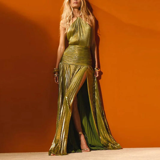 Gold Halter Dress