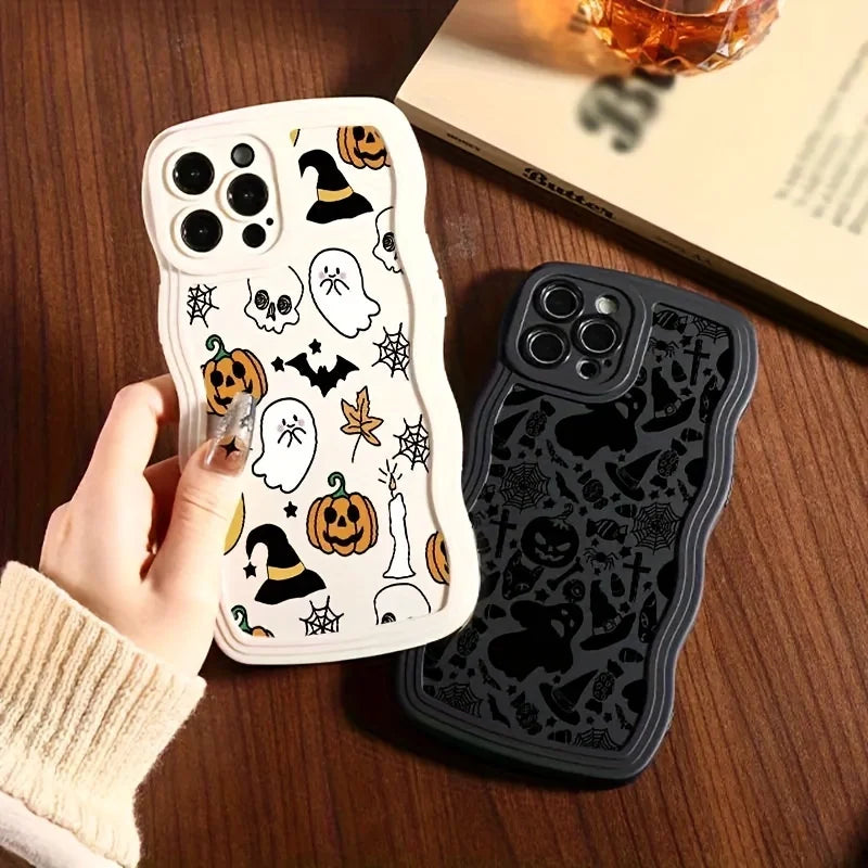 2-piece set of exquisite Halloween phone cases, suitable for iPhone 11, 12, 13, 14, 15, 16, 17 Pro Max plus, soft all-inclusive