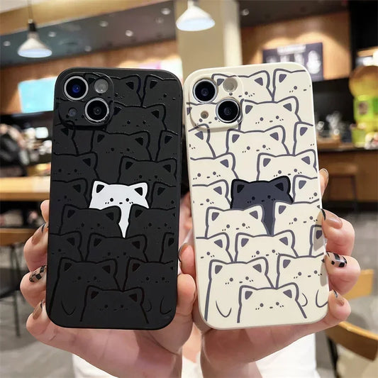 Cute Cartoon Bear Couple Phone Case For iPhone 16 15 13 12 14 11 Pro MAX Mini XR X XS 8 Plus SE Shockproof Soft Cover Fundas Bag
