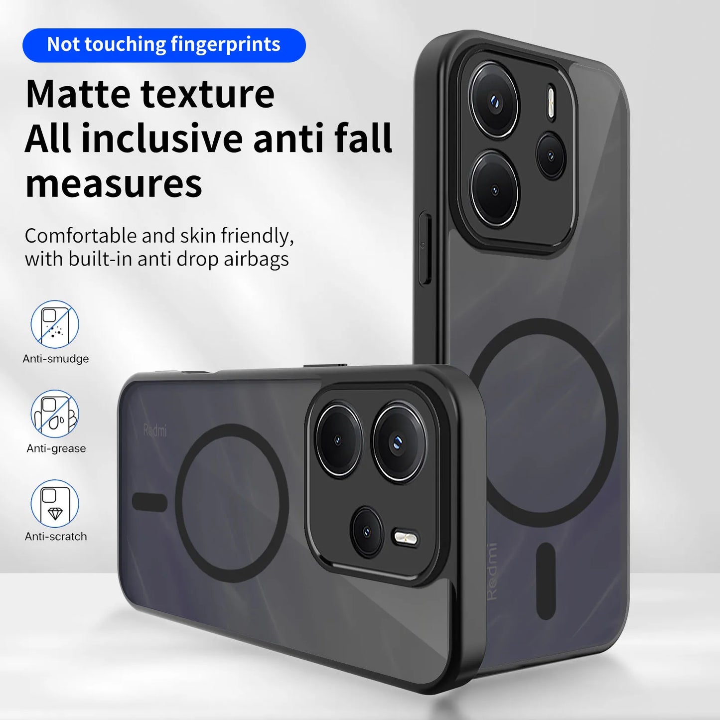 Case for Xiaomi Redmi Note 14 13 4G 5G Matte Transparent Magsafe Magnetic Shockproof Coque for Redmi Note 13 Pro Plus 5G 4G Case