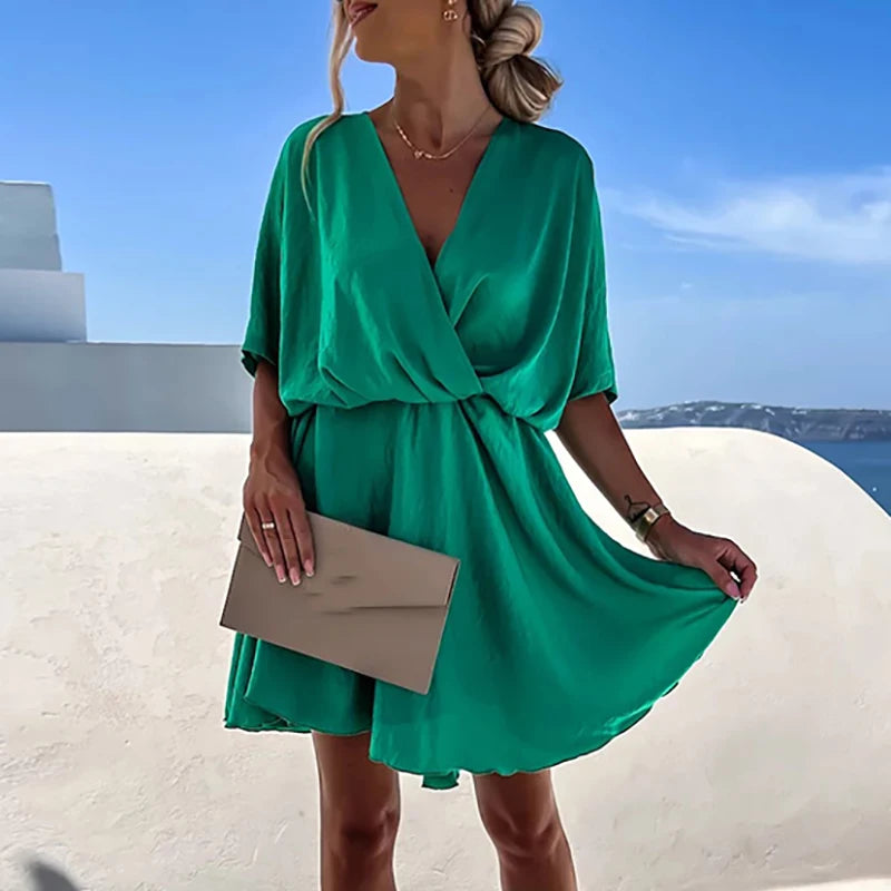 V Neck Mini Dress