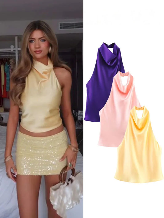 Backless Button Top