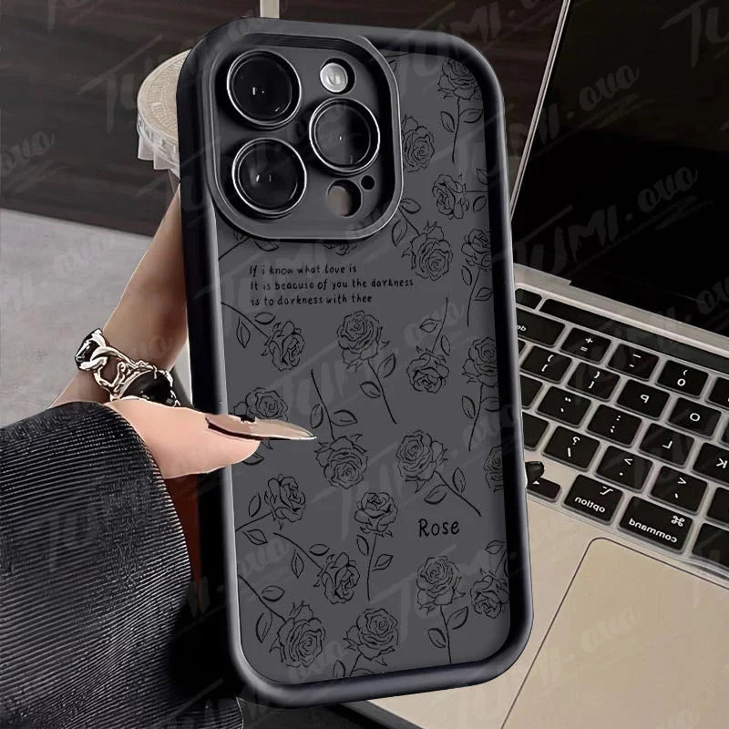 Rose Flower Bowknot Silicone Phone Case for Xiaomi Redmi Note 13 12 Pro Plus 12S 12C 13C Matte Back Cover