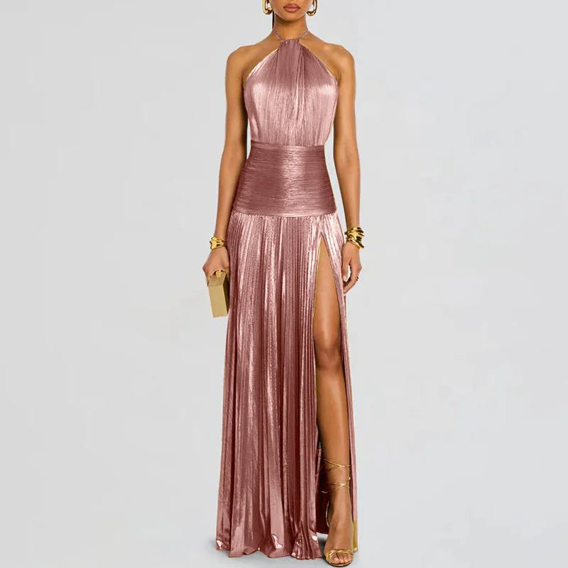 Gold Halter Dress