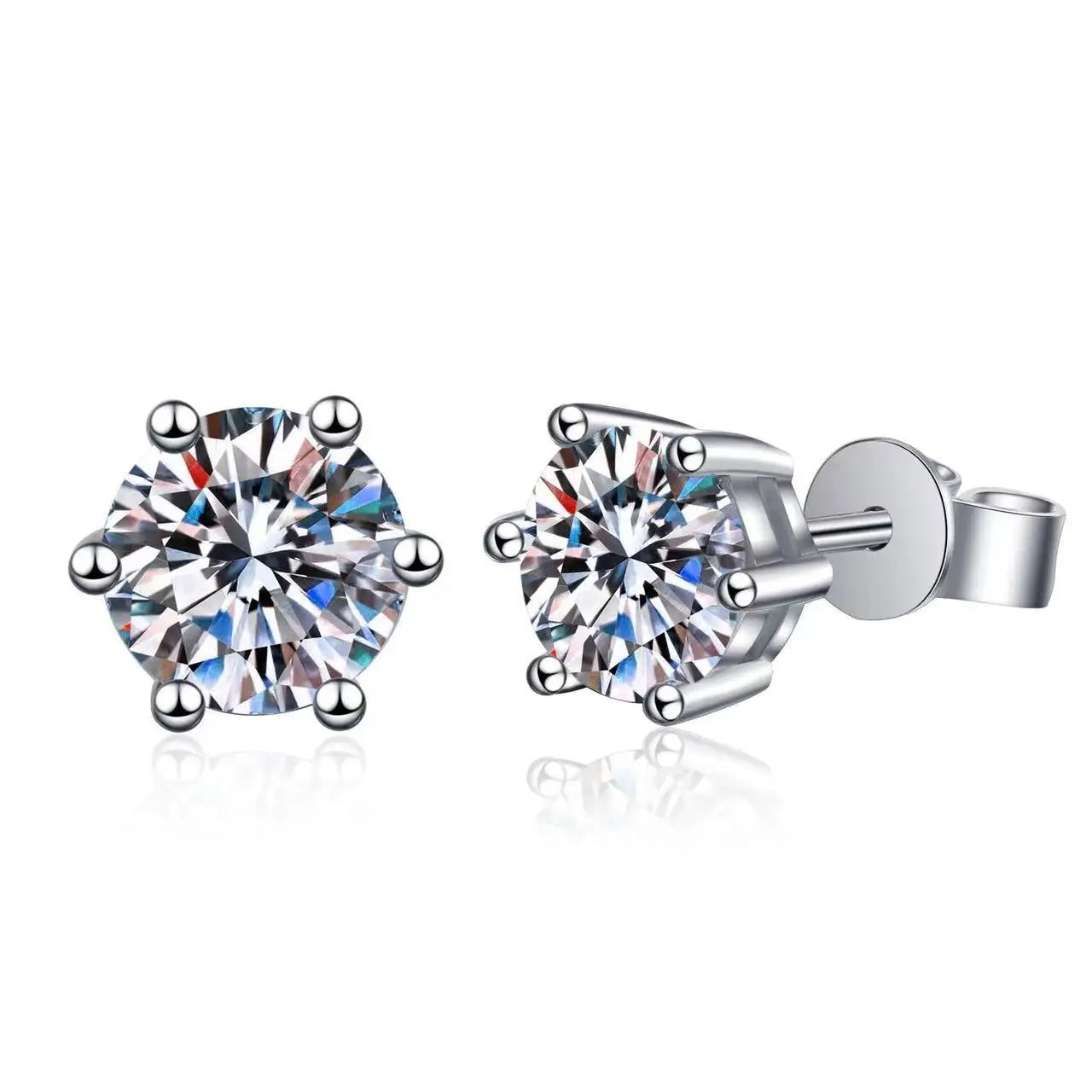 Brilliant Round Cut Lab Moissanite Dia Stud Earrings 925 Sterling Silver Plated