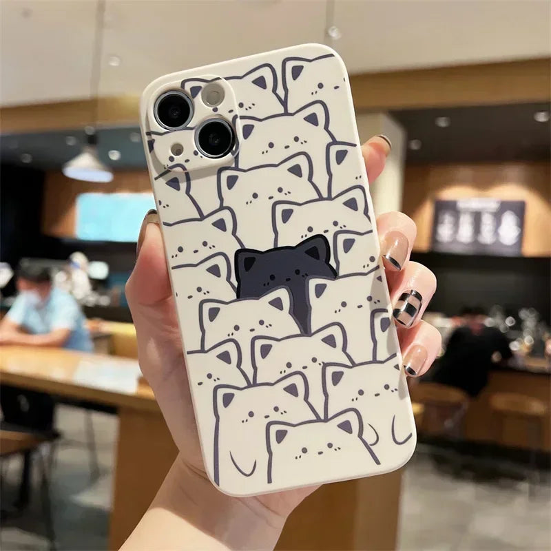 Cute Cartoon Bear Couple Phone Case For iPhone 16 15 13 12 14 11 Pro MAX Mini XR X XS 8 Plus SE Shockproof Soft Cover Fundas Bag
