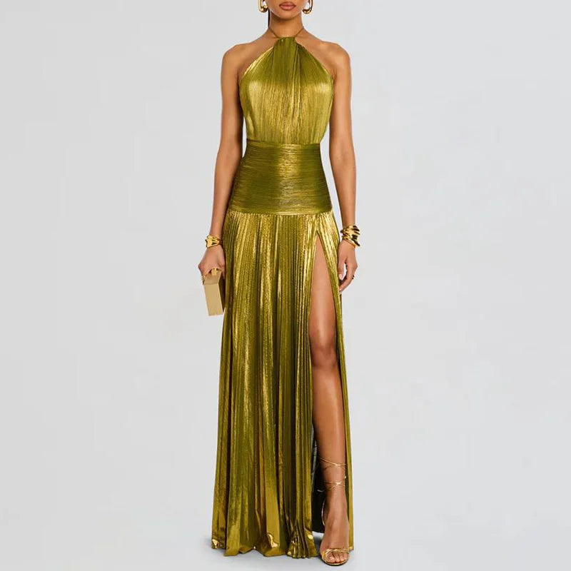 Gold Halter Dress