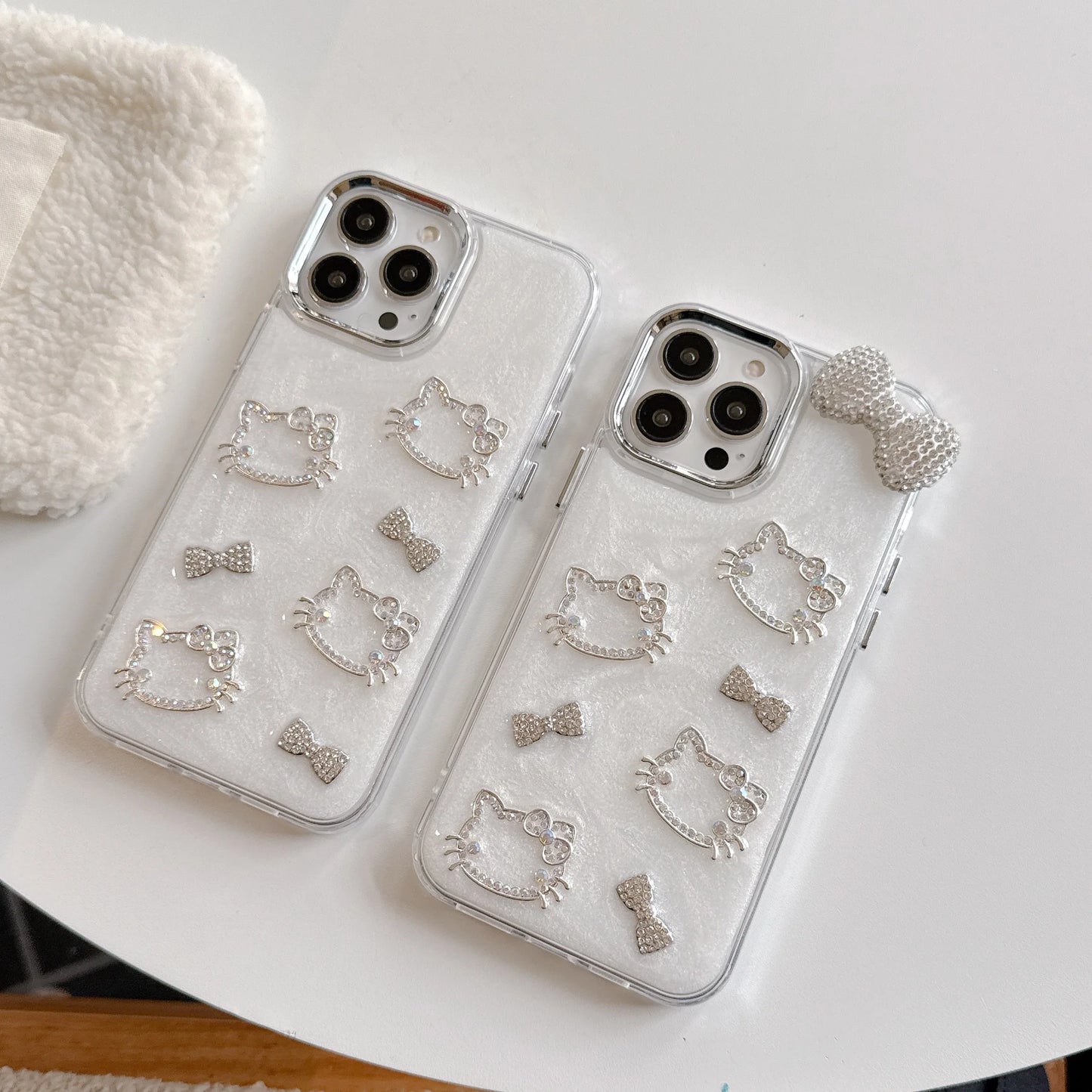 Hello Kitty Pink Diamond Bow Cute Stand Phone Case For iPhone 16 15 14 12 13 11 Pro Max XR XS MAX 7 8 PLUS MINI Y2K